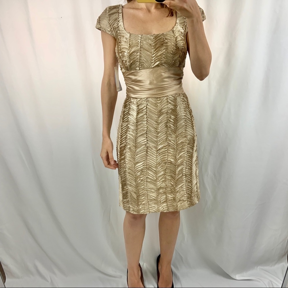 Badgley Mischka Gold Mini Dress New with Tags